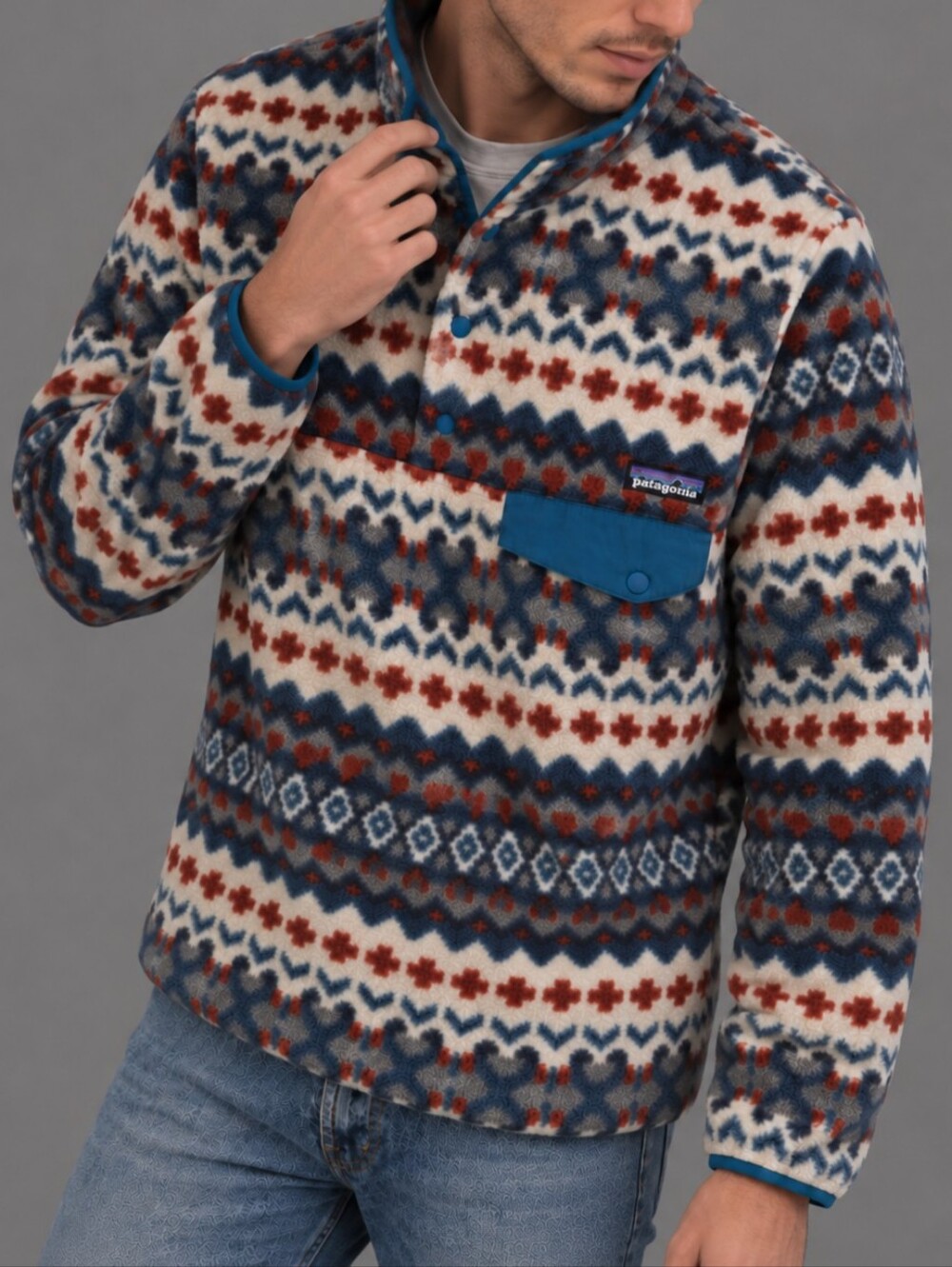 Patagonia Synchilla Snap T Cliff Underwater Blue Fleece Pullover Mens Size XS